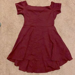 Short High-Low over the Shoulder Dress (Maroon)